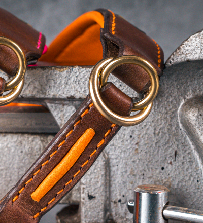 Hunde Accessoires: Zugstopp Messing Closeup